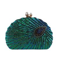 Blue Black Gold Metal Feather Beading Sequins Shell Evening Bags main image 4