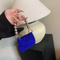 Women's Small Knit Solid Color Basic Chain Square Zipper Crossbody Bag main image 3