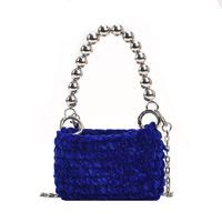 Women's Small Knit Solid Color Basic Chain Square Zipper Crossbody Bag sku image 4