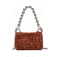 Women's Small Knit Solid Color Basic Chain Square Zipper Crossbody Bag sku image 8