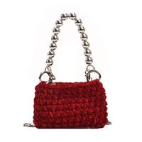 Women's Small Knit Solid Color Basic Chain Square Zipper Crossbody Bag sku image 3