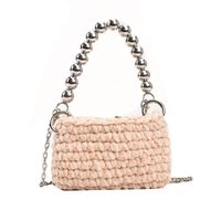 Femmes Petit Tricoter Couleur Unie De Base Chaîne Carré Fermeture Éclair Sac Bandoulière sku image 5