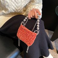 Women's Small Knit Solid Color Basic Chain Square Zipper Crossbody Bag main image 2