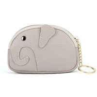 Frau Elefant Einfarbig Rindsleder Reißverschluss Brieftaschen sku image 1