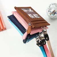 Unisex Solid Color Pu Leather Zipper Card Holders main image 4
