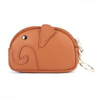 Frau Elefant Einfarbig Rindsleder Reißverschluss Brieftaschen sku image 3