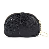 Women's Elephant Solid Color Cowhide Zipper Wallets sku image 6