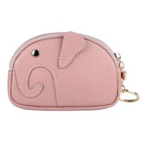 Women's Elephant Solid Color Cowhide Zipper Wallets main image 6