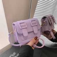 Women's Pu Leather Solid Color Basic Square Magnetic Buckle Crossbody Bag sku image 4