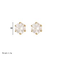 1 Pair Simple Style Round Inlay Stainless Steel Zircon White Gold Plated Gold Plated Ear Studs main image 2