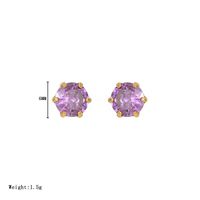 1 Pair Simple Style Round Inlay Stainless Steel Zircon White Gold Plated Gold Plated Ear Studs sku image 5