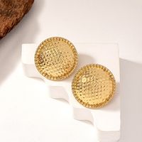 1 Paire De Base Dame Commuer Rond Placage Alliage Plaqué Or 14k Boucles D'oreilles main image 3