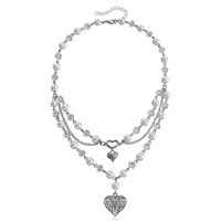 Simple Style Cross Alloy Beaded Women's Layered Necklaces sku image 2