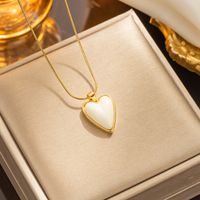 Elegant Heart Shape Titanium Steel Plating 18k Gold Plated Necklace sku image 1