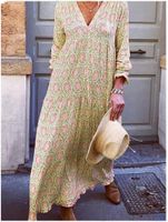 Women's Regular Dress Streetwear V Neck Printing Long Sleeve Printing Maxi Long Dress Street main image 5