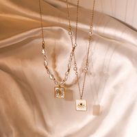 Simple Style Commute Eye Titanium Steel Plating Inlay Shell Zircon 18k Gold Plated Pendant Necklace main image 1