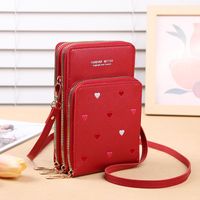 Women's Pu Leather Heart Shape Elegant Square Zipper Shoulder Bag Phone Wallets Crossbody Bag sku image 2