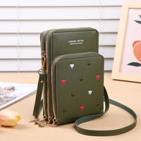 Women's Pu Leather Heart Shape Elegant Square Zipper Shoulder Bag Phone Wallets Crossbody Bag sku image 3