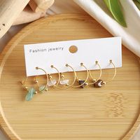 3 Pairs Preppy Style Sweet Simple Style Flower Mushroom Alloy Natural Stone Gold Plated Rhodium Plated Drop Earrings sku image 2