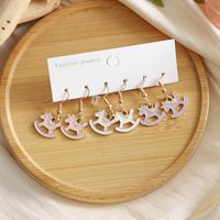 3 Pairs Preppy Style Sweet Simple Style Flower Mushroom Alloy Natural Stone Gold Plated Rhodium Plated Drop Earrings sku image 5