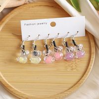 3 Pairs Preppy Style Sweet Simple Style Flower Mushroom Alloy Natural Stone Gold Plated Rhodium Plated Drop Earrings sku image 6