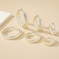 3 Pairs Casual Circle Plating Ferroalloy Silver Plated Earrings main image 3
