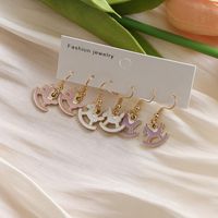 3 Pairs Preppy Style Sweet Simple Style Flower Mushroom Alloy Natural Stone Gold Plated Rhodium Plated Drop Earrings main image 6