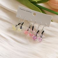 3 Pairs Preppy Style Sweet Simple Style Flower Mushroom Alloy Natural Stone Gold Plated Rhodium Plated Drop Earrings main image 2
