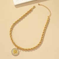Retro Solid Color Alloy Plating 14k Gold Plated Women's Pendant Necklace main image 4