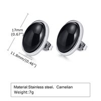 Fashion Oval Stainless Steel Plating Inlay Agate Ear Studs 1 Pair sku image 1