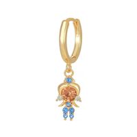 1 Piece Princess Cute Human Animal Plating Inlay Brass Zircon 18k Gold Plated Drop Earrings sku image 1