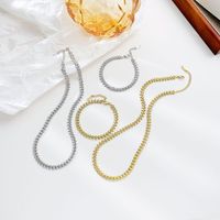 Wholesale Casual Solid Color Stainless Steel Plating White Gold Plated Gold Plated Bracelets Necklace main image 1