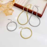 Wholesale Casual Solid Color Stainless Steel Plating White Gold Plated Gold Plated Bracelets Necklace main image 2