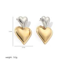 1 Pair Vintage Style Heart Shape Stainless Steel 18K Gold Plated Drop Earrings sku image 4
