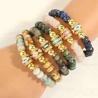 Retro Simple Style Devil's Eye Stone Copper Beaded Plating Inlay Zircon 18k Gold Plated Bracelets main image 1