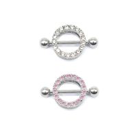 Streetwear Shiny Solid Color Stainless Steel Copper White Gold Plated Rhinestones Nipple Ring In Bulk main image 1