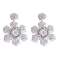 Wholesale Jewelry Ig Style Snowflake Arylic Plastic Fabric Beaded Drop Earrings sku image 1