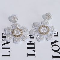 Wholesale Jewelry Ig Style Snowflake Arylic Plastic Fabric Beaded Drop Earrings main image 5
