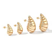 1 Pair Exaggerated Simple Style Water Droplets Spiral Stripe Polishing Plating Copper 18k Gold Plated Ear Studs main image 3