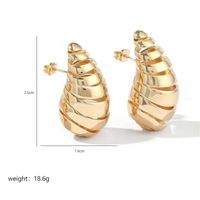1 Pair Exaggerated Simple Style Water Droplets Spiral Stripe Polishing Plating Copper 18k Gold Plated Ear Studs sku image 4