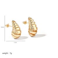 1 Pair Exaggerated Simple Style Water Droplets Spiral Stripe Polishing Plating Copper 18k Gold Plated Ear Studs sku image 2