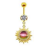 Casual Hawaiian Tropical Sun Stainless Steel Alloy Copper Gold Plated Rhinestones Belly Ring In Bulk main image 6