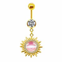 Casual Hawaiian Tropical Sun Stainless Steel Alloy Copper Gold Plated Rhinestones Belly Ring In Bulk main image 3