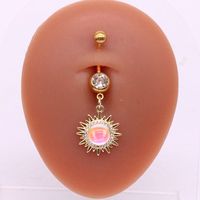 Casual Hawaiian Tropical Sun Stainless Steel Alloy Copper Gold Plated Rhinestones Belly Ring In Bulk main image 4