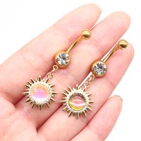 Casual Hawaiian Tropical Sun Stainless Steel Alloy Copper Gold Plated Rhinestones Belly Ring In Bulk main image 2