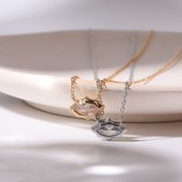Wholesale Casual Simple Style Commute Geometric Copper Plating Inlay Artificial Crystal Pendant Necklace main image 5