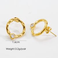 1 Pair IG Style Simple Style Geometric Plating Inlay Stainless Steel Artificial Pearls Zircon 14K Gold Plated Ear Studs main image 3