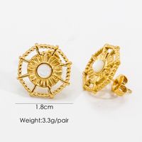 1 Pair IG Style Simple Style Geometric Plating Inlay Stainless Steel Artificial Pearls Zircon 14K Gold Plated Ear Studs main image 2
