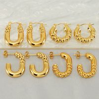 1 Pair Elegant Square Water Droplets Polishing Plating Stainless Steel Titanium Steel 18K Gold Plated Earrings main image 5