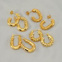 1 Pair Elegant Square Water Droplets Polishing Plating Stainless Steel Titanium Steel 18K Gold Plated Earrings main image 4